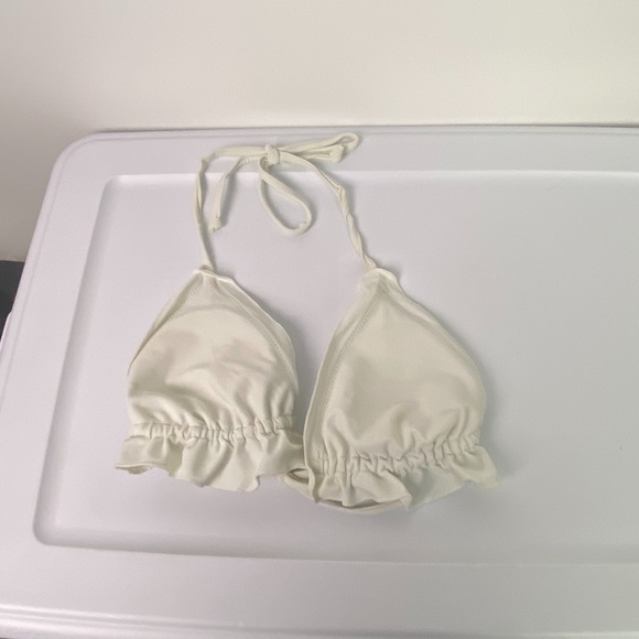 Women's Small White Ruffle Bikini Top - Picture 1 of 3